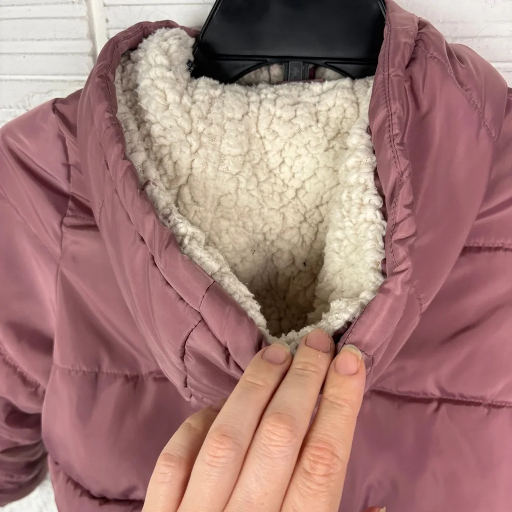 DKNY SPORT pale rose Pink Sherpa lined Puffer warm winter Jacket size 6X